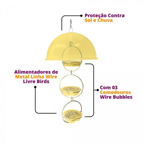 Alimentador Livre Birds Wire Domo Bubbles LC1510 - Amarelo