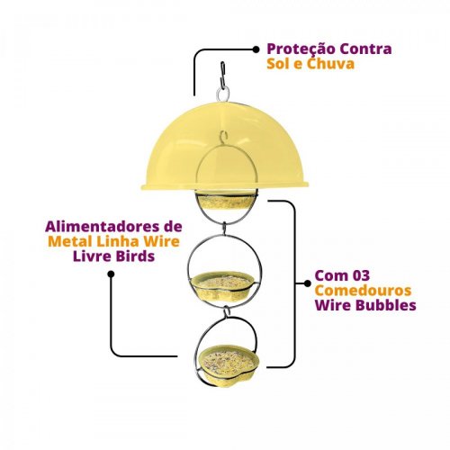 Alimentador Livre Birds Wire Domo Bubbles LC1510 - Amarelo