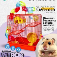 Gaiola Tubo Super Luxo 3 Andares JelPlast